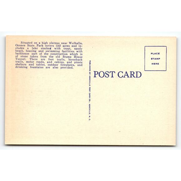 Vintage Ocenee State Park Near Walhalla, Sc Swimming Lake Postcard N.454 Linen - Picture 2 of 2